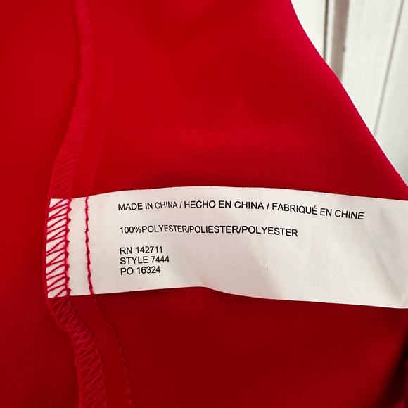 New Eloquii Red Long Sleeve Tie Waist Wrap Around Top (Size 16) - Picture 7 of 12